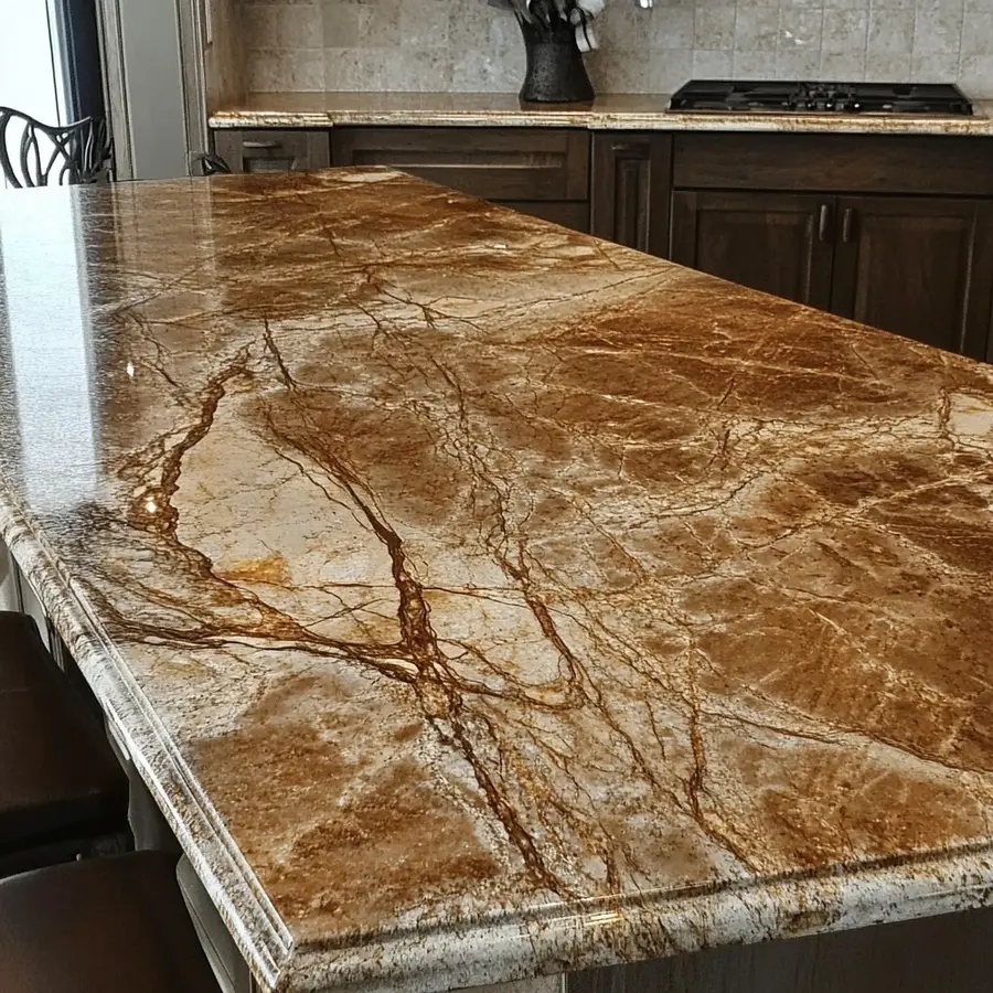 Rainforest brown granite countertop with rich natural patterns