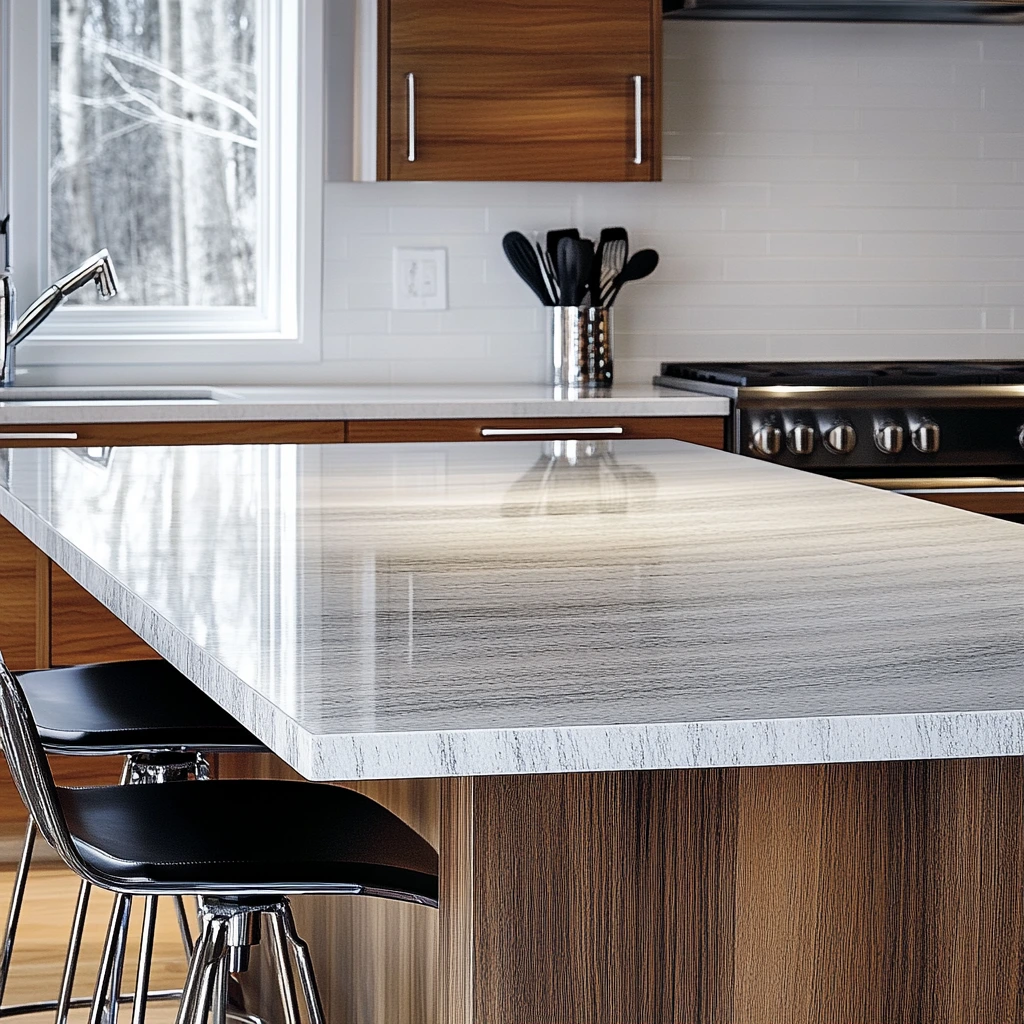 Modern kitchen with White Galaxy granite countertop