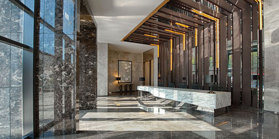 The use of marble in the hotel