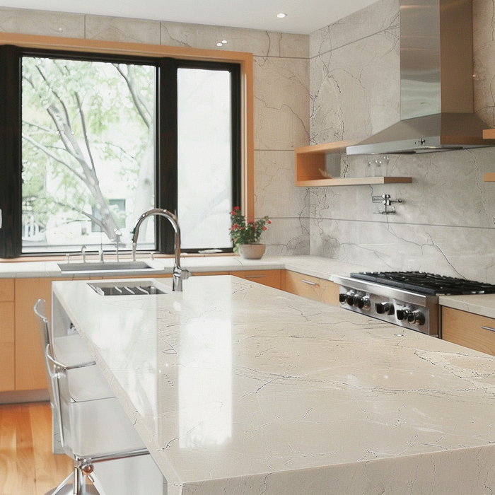 Quartz countertop in a kitchen in falls church, va