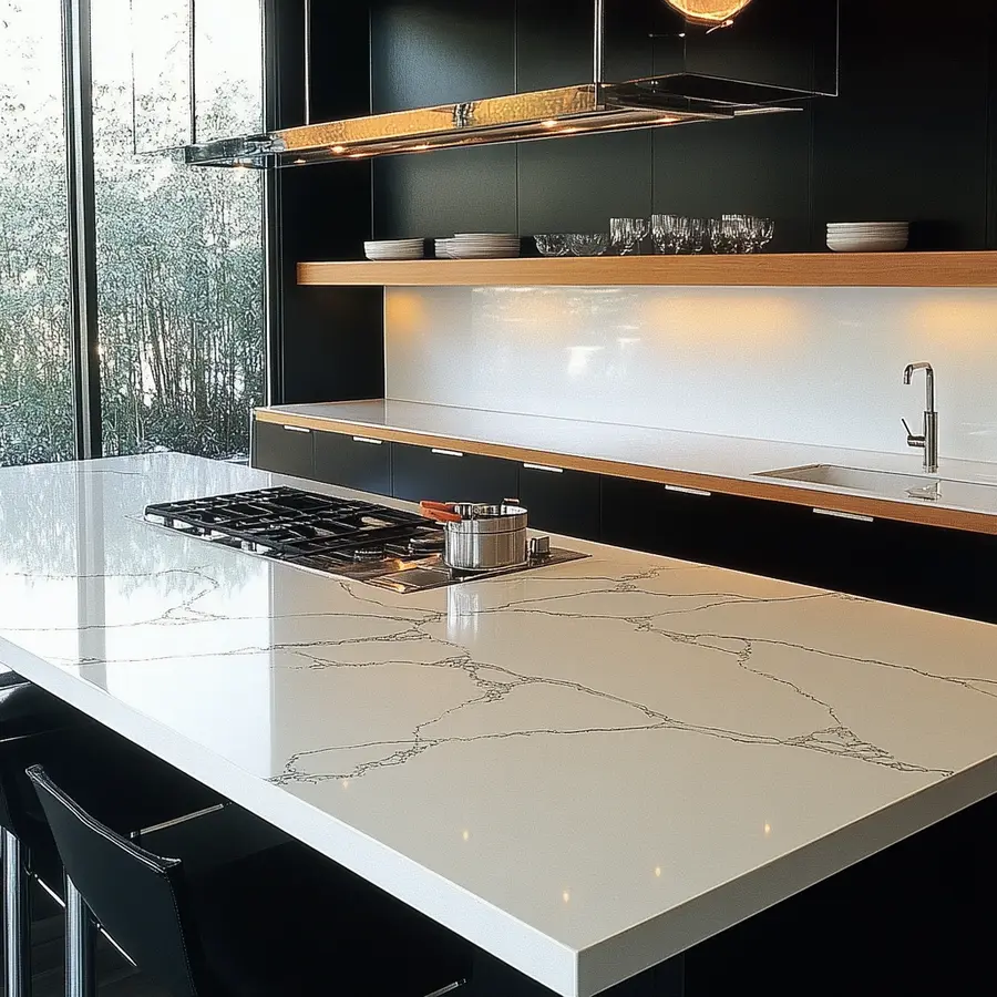 Modern kitchen with Borghini Statuareto island and integrated cooktop